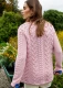 Primrose A-Line Cable Round Neck Sweater in pure merino wool - Pink