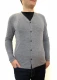 Pure merino wool men's cardigan - Gray melange