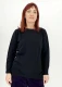 Women's tone-on-tone patterned collar jumper in pure wool - Black