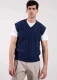 Nico unisex cable-knit gilet in regenerated wool - Navy Blue