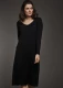 Long sleeve nightgown in silk and organic cotton - Black