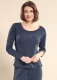 Wellness pajamas Shirt in pure merino wool - Navy Blue