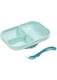 Learning Feeding Set with suction cup - plate and spoon in Silicone - Blue