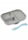 Learning Feeding Set with suction cup - plate and spoon in Silicone - Gray