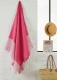 Fouta honeycomb towel 100x200 cm in recycled cotton - Raspberry