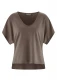 Women's wide t-shirt in hemp and organic cotton - Coffee