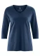 Women's jersey with 3/4 sleeves made of hemp and organic cotton - Navy Blue
