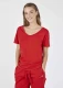 T-shirt OWN scollata da donna in cotone biologico organico - Rosso