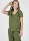 T-shirt OWN scollata da donna in cotone biologico organico - Verde Oliva