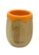 Bicchiere in legno di bambu' con silicone alimentare. - Arancione