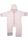 Baby hooded terry woolen overall with button - Gray melange