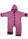 Baby hooded terry woolen overall with button - Red melange