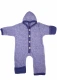 Baby hooded terry woolen overall with button - Melange blue