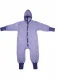 Children's hooded terry woolen overall with button - Melange blue