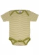 Baby short-sleeved bodysuit in organic wool and silk - Green Stripes