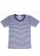 Short-sleeved t-shirt for children in organic wool and silk - Navy blue striped