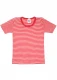 Short-sleeved t-shirt for children in organic wool and silk - Red striped