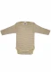 Baby long-sleeved bodysuit in wool, organic cotton and silk - Green Stripes