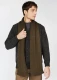 Pure merino wool unisex ribbed scarf - Khaki melange