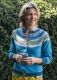 Alpine Scottish cardigan for women in pure merino wool - Turquoise