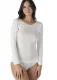 Women's long-sleeved underwear in wool and silk - Natural white