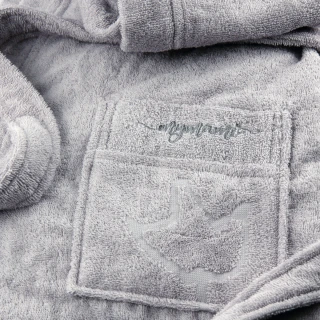 Mymami Grey hooded bathrobe in organic cotton_56059