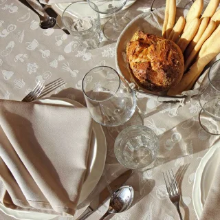 Tablecloth with 6 napkins in organic cotton_56151