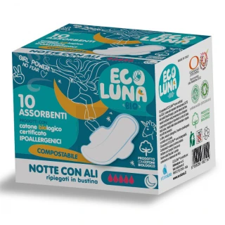 Ecoluna ™ sanitary napkin compostable Night - 10 pcs_62082