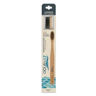 Toothbrush in wood SOFT bristles with activated vegetal charcoal_64824