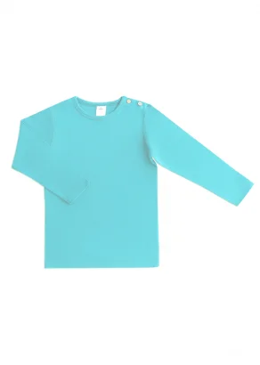 Turquoise organic cotton long sleeve shirt_108395