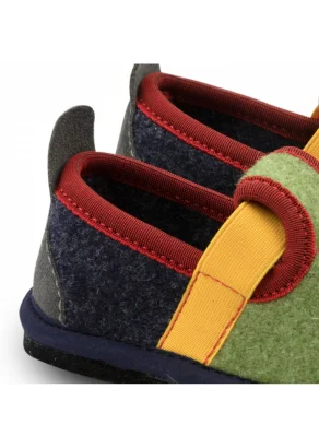 Muvy Green/Blue wool felt slippers for children_109186