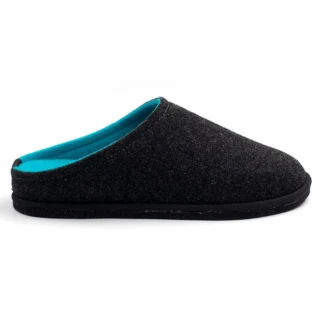 Slipper ANTHRACITE/FLUO BLUE Easy in pure wool felt_68106