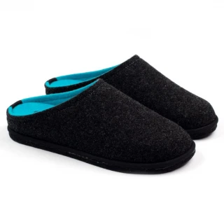 Slipper ANTHRACITE/FLUO BLUE Easy in pure wool felt_68107