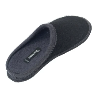 Slippers in pure boiled wool Bicolor Black Gray_69076