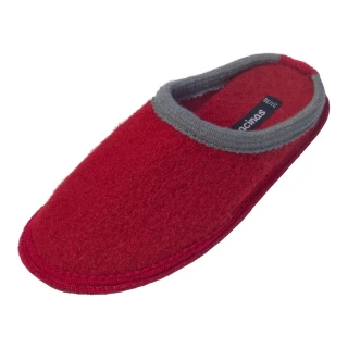 Slippers in pure boiled wool Bicolor Red Gray_69058