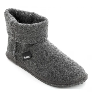 Ankle boot slippers in pure ANTHRACITE boiled wool_69067