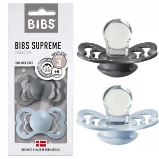 BIBS Supreme Pacifiers 2 pcs Gray and Light Blue_79361