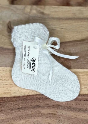 Newborn socks with knot in organic wool_107530