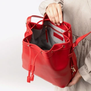 Prima Linea Giorgia bucket bag in red Vegan apple leather_72217
