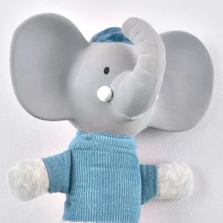 Alvin the elephant Squeaker rattle in organic cotton and natural rubber_72460