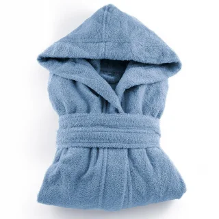 Mymami Blue hooded bathrobe in organic cotton_74159