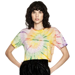 Women's short-sleeved short shirt in organic cotton - Black_74937