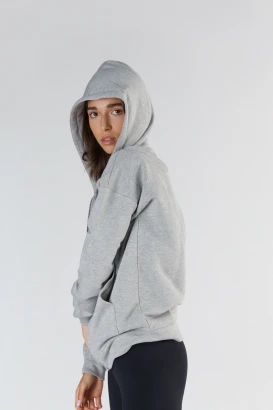 Women's hooded sweatshirt jacket in Organic Cotton and Tencel™_80011