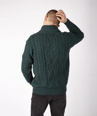 Dair Aran Shawl Collar Sweater in pure merino wool_83245