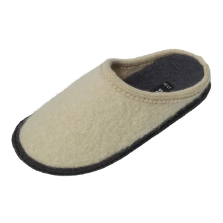 Slippers in pure boiled wool Wool White_85729