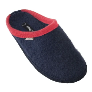 Slippers in pure boiled wool Bicolor  NIGHTBLUE-RED_85737