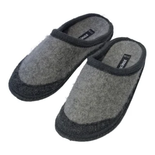 Pantofole in pura lana cotta Grigio-grigio scuro_85741