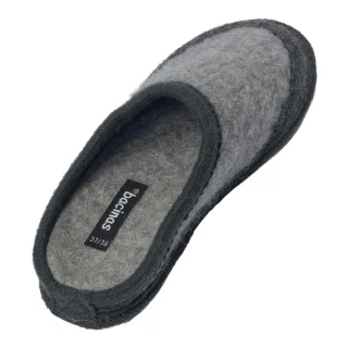 Slippers in pure boiled wool Bicolor  GREY-DARKGREY_85742