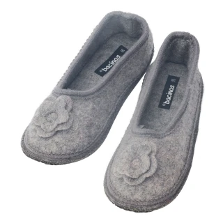 Women's ballet slippers in pure boiled wool Gray_85751