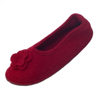 Women's ballet slippers in pure boiled wool Red_85756